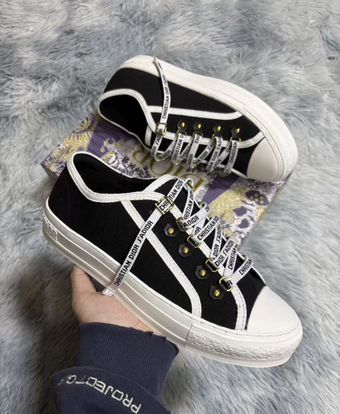 Dior Walk'N'Dior Sneaker "Black Cotton Canvas"