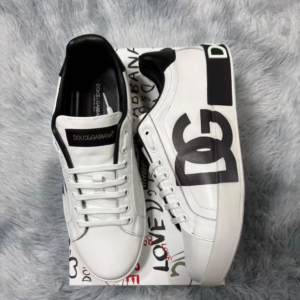Dolce & Gabbana Portofino Leather Sneaker with Contrast DG Logo