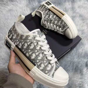 Dior B23 Low-Top Sneaker in Gray Oblique Canvas