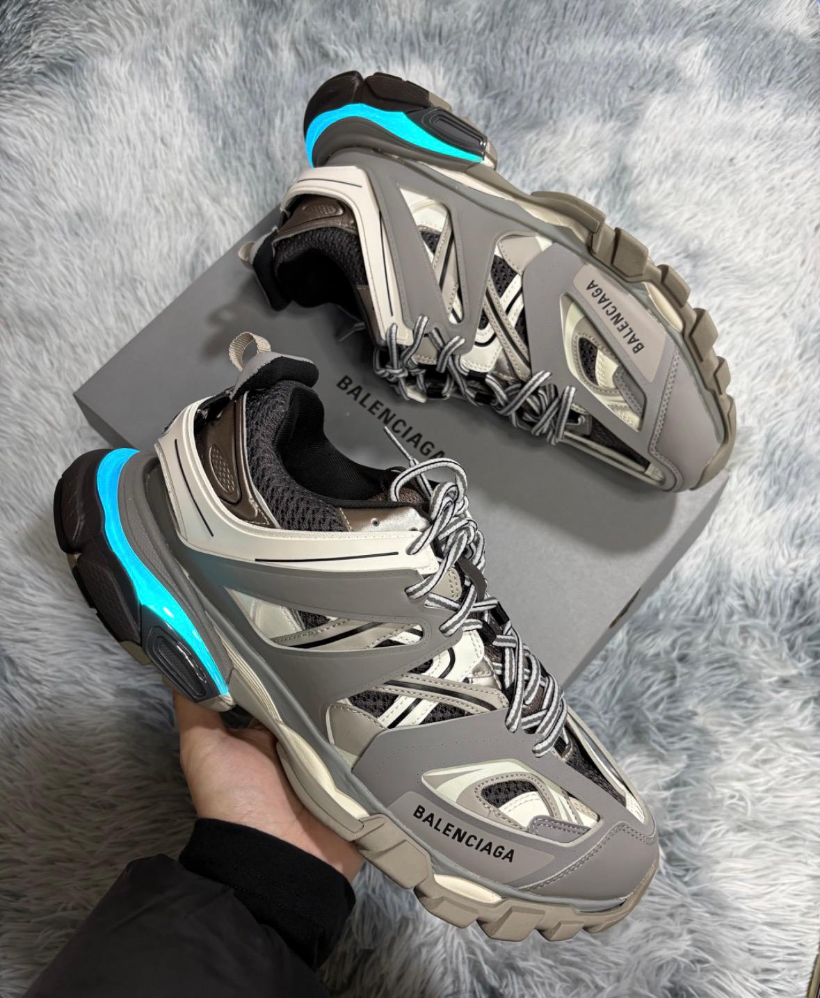 Balenciaga Track LED Sneaker Steel Gray / Cream / Electric Blue LED